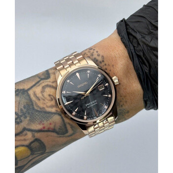Custom Seiko Mod • Rose Gold Diamond Sakura Presage on Bracelet • 33mm